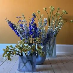 Ridge Vase, light blue/frosted glass