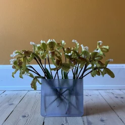 Ridge Vase, light blue/frosted glass