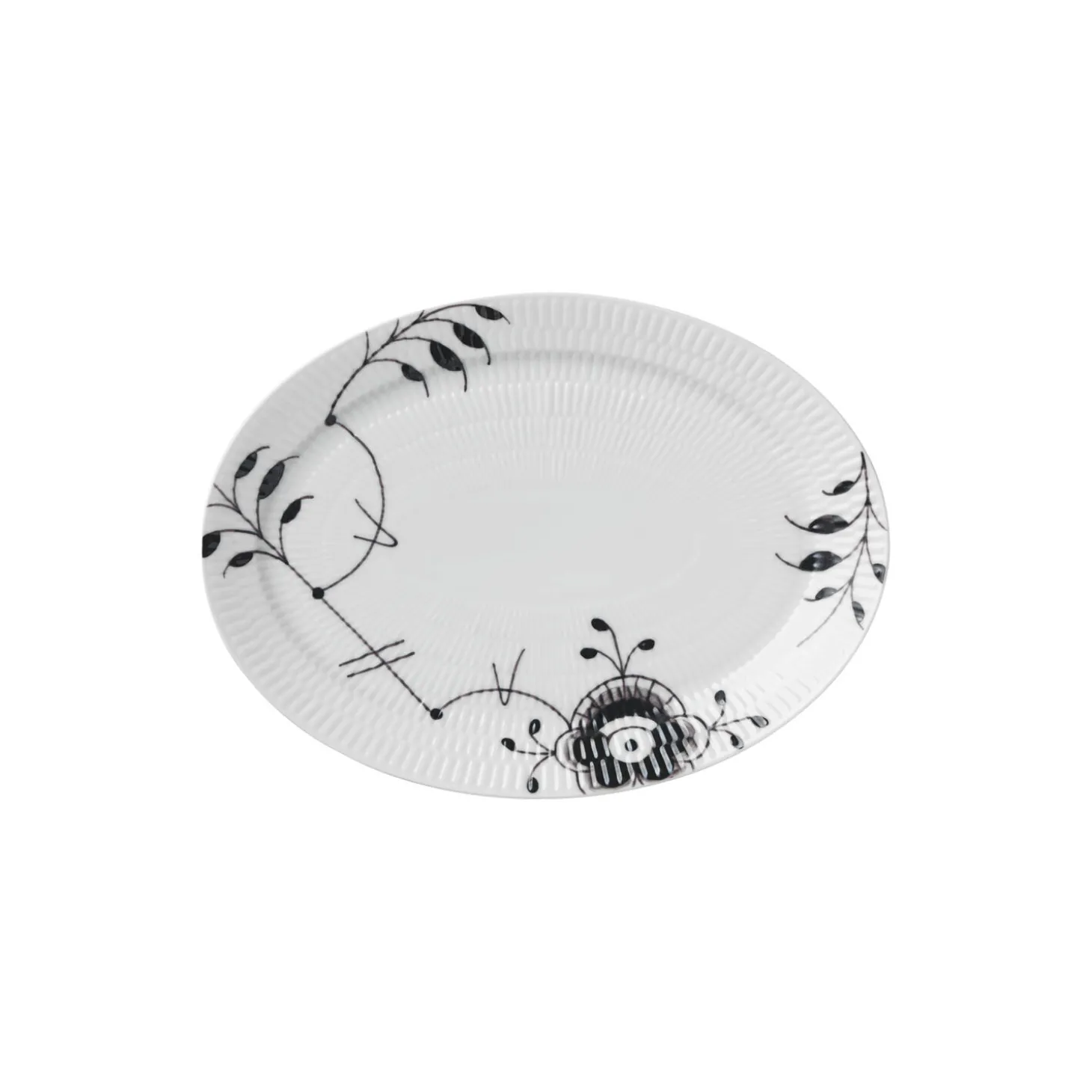 Sort Mega Riflet oval tallerken 28 cm