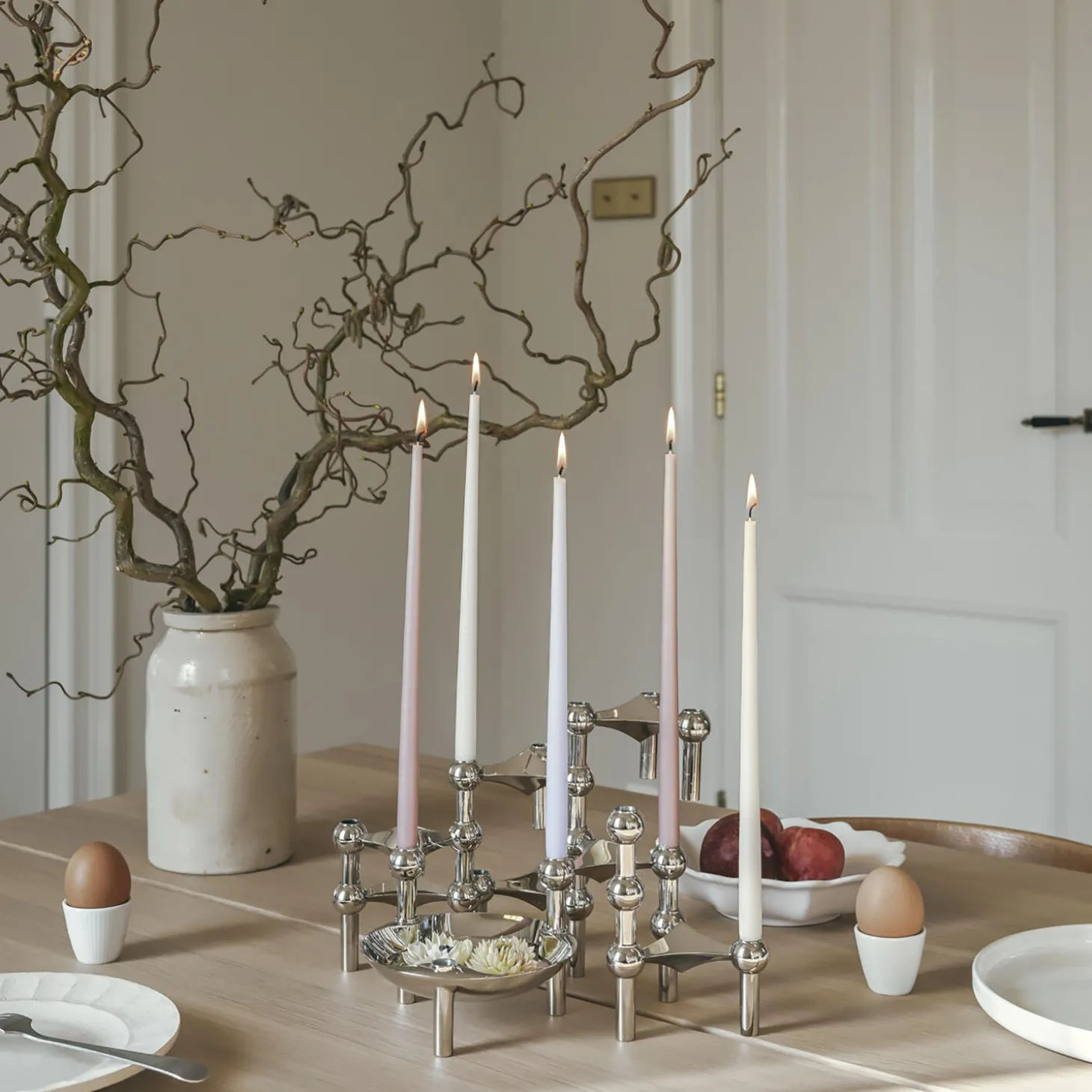 STOFF Nagel lysestage, krom