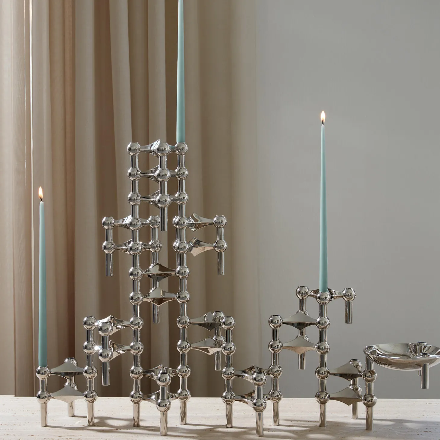 STOFF Nagel lysestage, krom