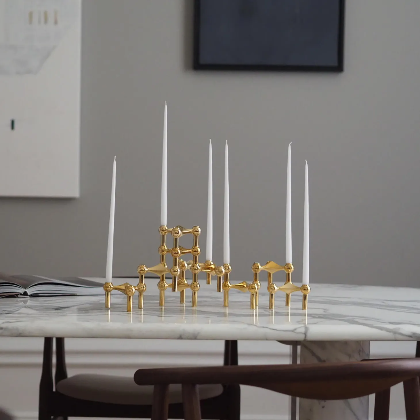 STOFF Nagel lysestage, messing