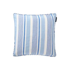 Stribet pudebetræk i hør og bomuld, blue/sea blue