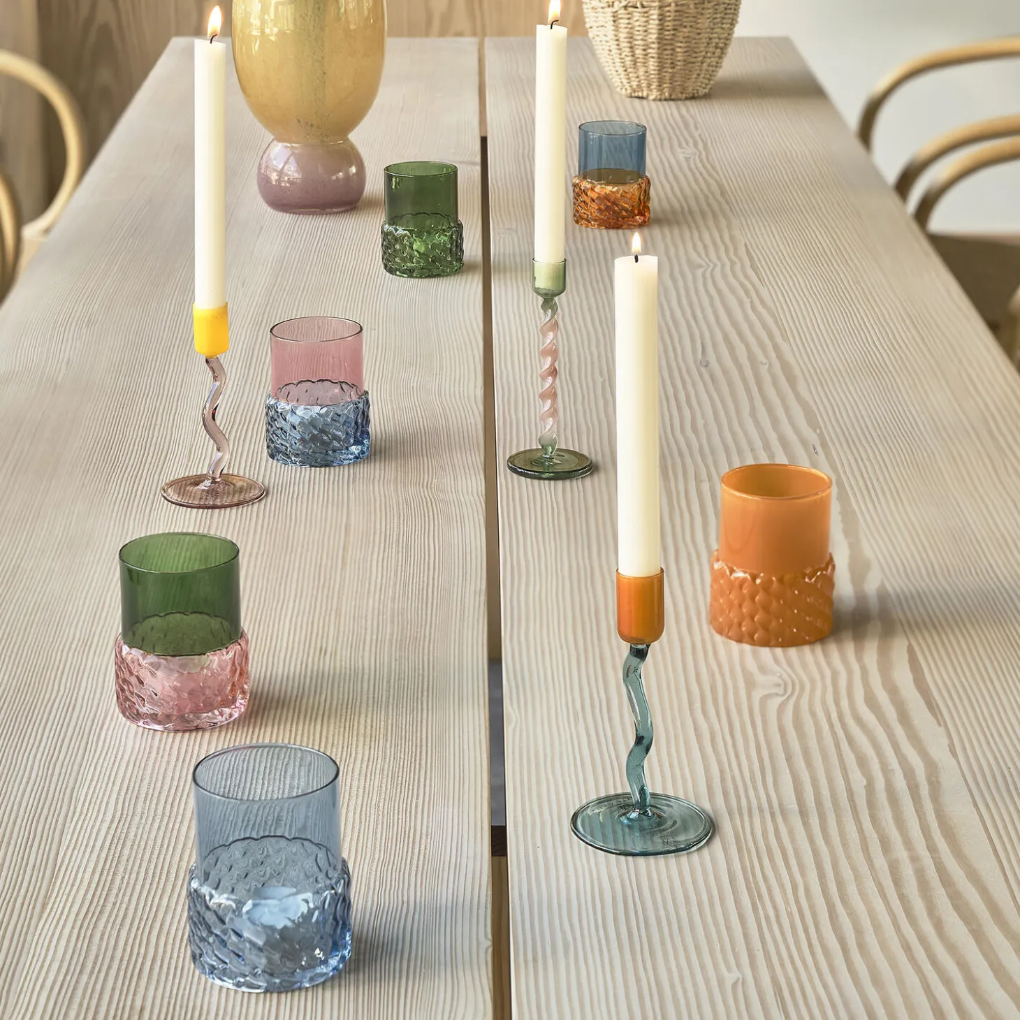 Styles Fyrfadsstage, blå/amber