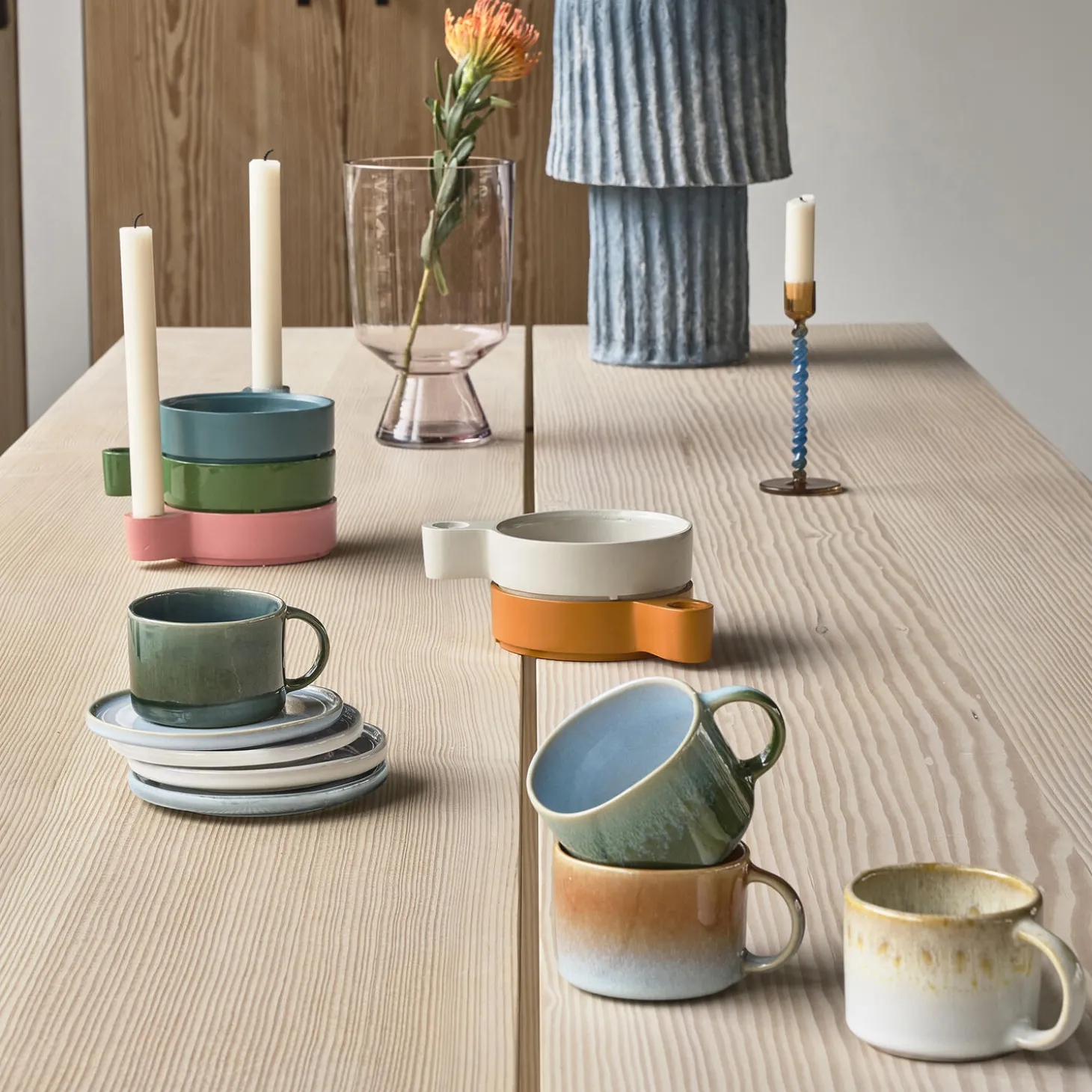 Styles krus med hank 2 stk., blå/amber