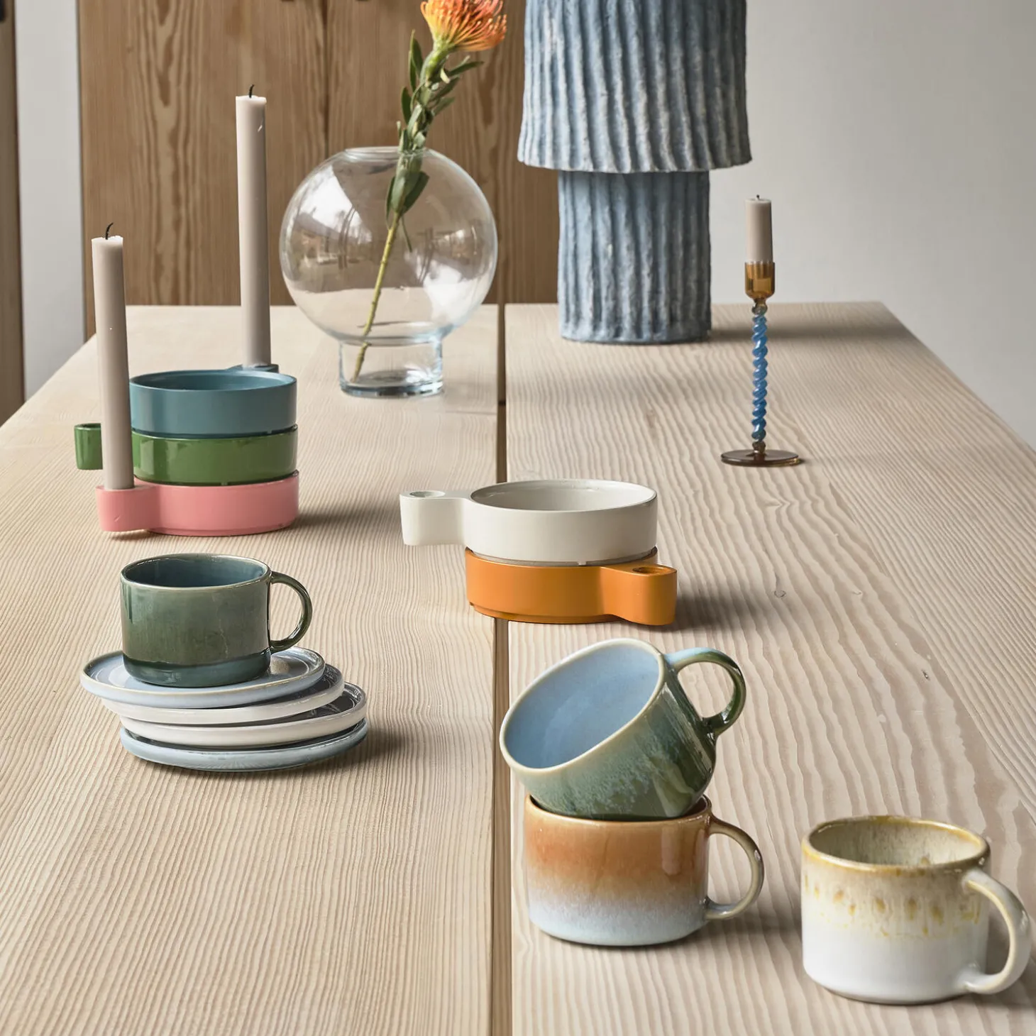 Styles krus med hank 2 stk., grøn/blå