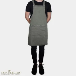 Suspender forklæde, grå-grøn