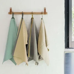 Tea towel herringbone twill 2 stk., taupe/green