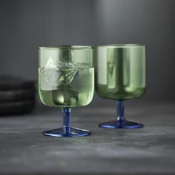 Torino vinglas 2 stk., grøn/blå