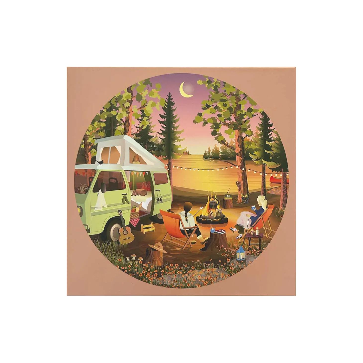 Van Life - rundt puslespil med 1000 brikker