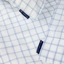 White/Blue Check Lyocell/Cotton Oxford Bed Set, white/blue