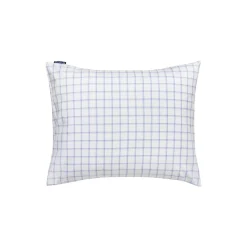 White/Blue Check Lyocell/Cotton Oxford Pillowcase, white/blue